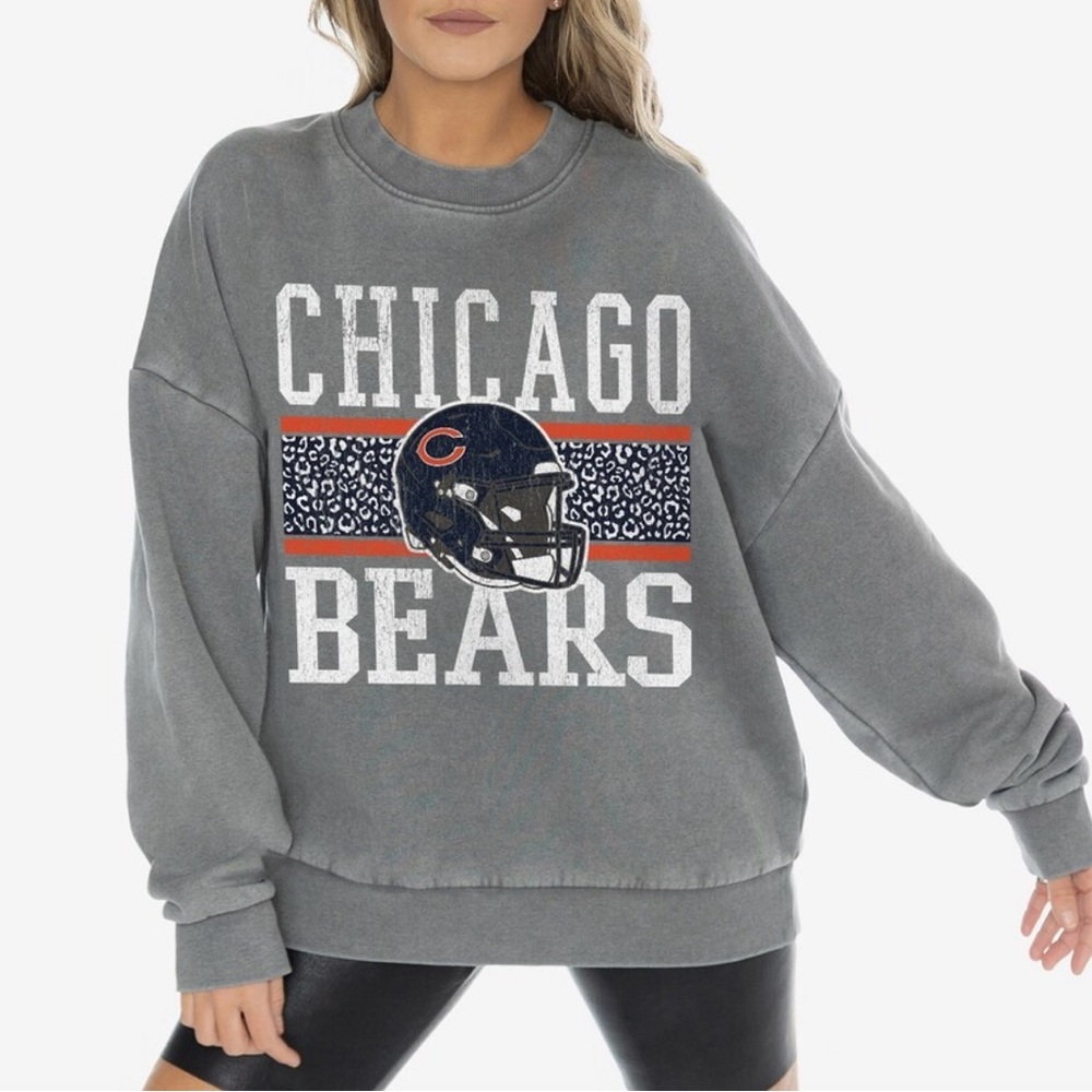 Gameday Couture Chicago Bears Gray Vintage Wash Crewneck Fleece Pullover Sz L